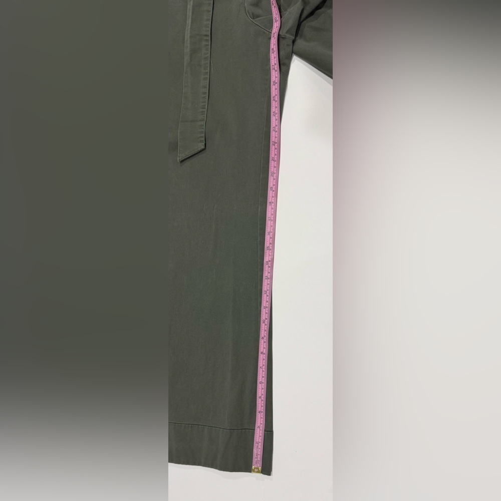 Olive Wide Leg Pants High Rise Tie Waist Women Size 6 Casual Boho - Picture 5 of 7